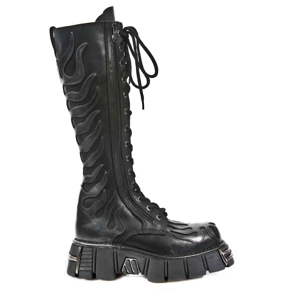 New Rock Sneakers In Pelle CRUST NEGRO, REACTOR NEGRO E14 Casco Colore Nero M Wall106 S35 79995